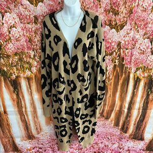 Vestidos Leopard Print Open Front Sweater Cardigan Women’s Size XL